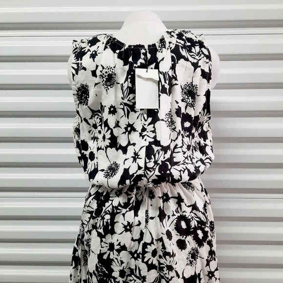 Faithful The Brand La Pineta Dress Women 12 White Black 100% Linen Short Cut Out - Picture 10 of 12